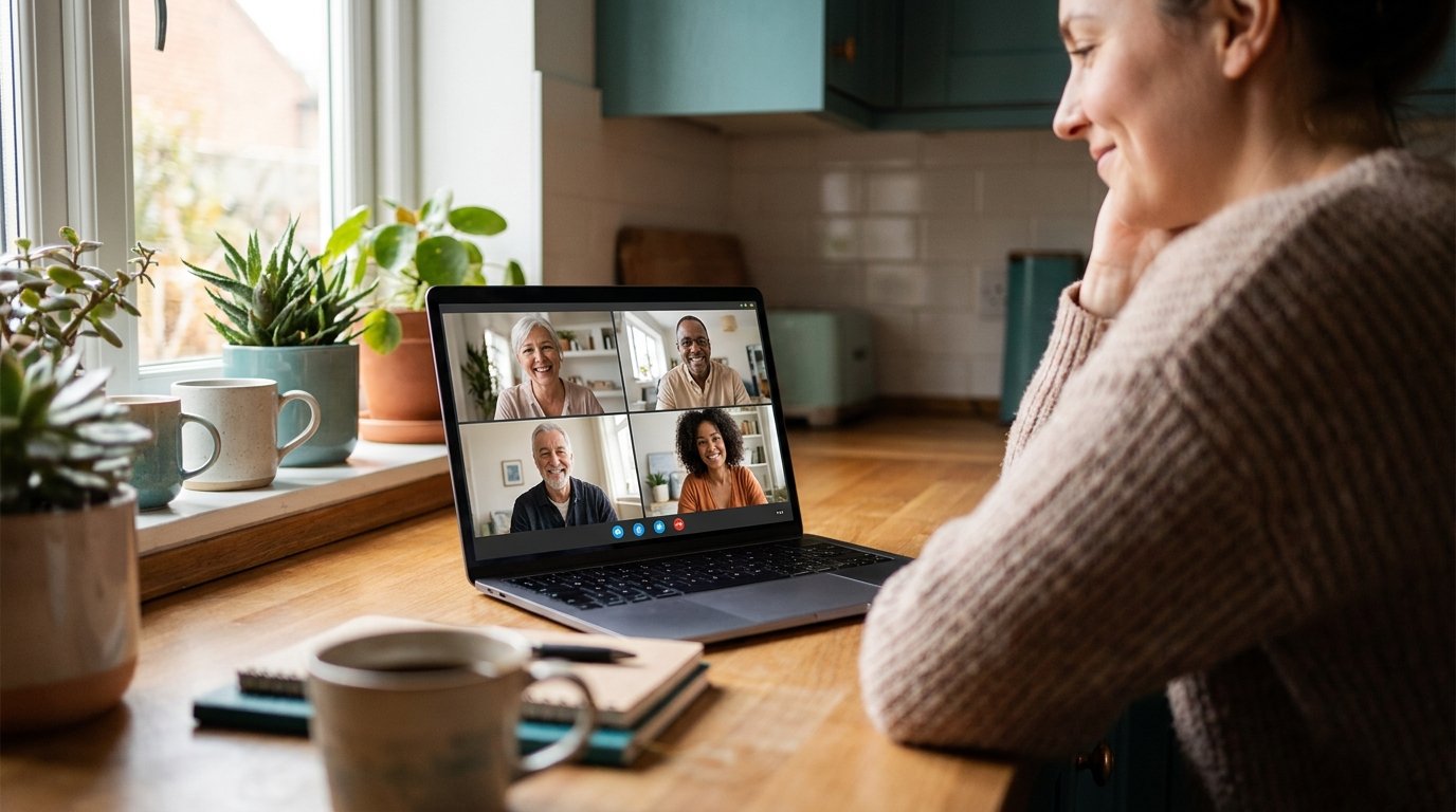 A small group connecting and supporting each other in ADHD group coaching
